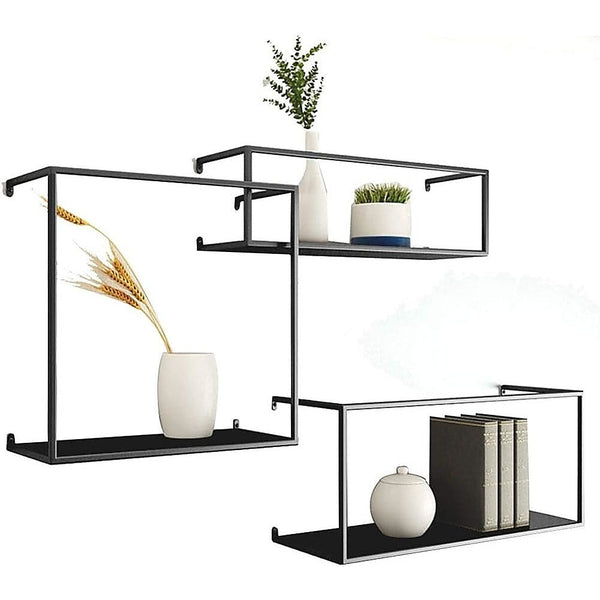 Randy & Travis Machinery Floating Shelves Retro Ledge Black Metal Display Stand Wall Shelves