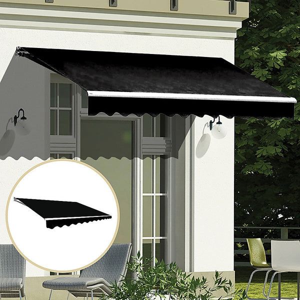 Bariloche Outdoor Folding Arm Awning Retractable Sunshade Canopy Black 4.0M X 2.5M Awning & Canopy Parts