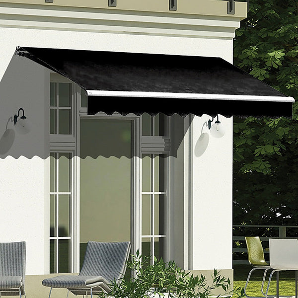 Bariloche Outdoor Folding Arm Awning Retractable Sunshade Canopy Black 4.0M X 2.5M Awning & Canopy Parts