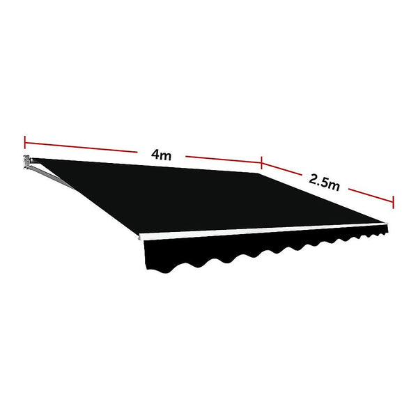 Bariloche Outdoor Folding Arm Awning Retractable Sunshade Canopy Black 4.0M X 2.5M Awning & Canopy Parts