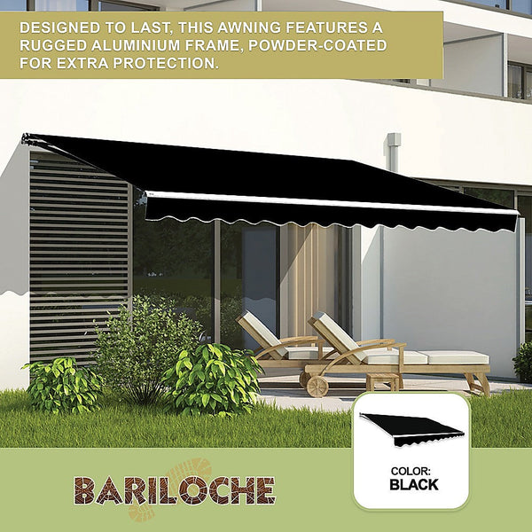Bariloche Outdoor Folding Arm Awning Retractable Sunshade Canopy Black 5.0M X 2.5M Awning & Canopy Parts