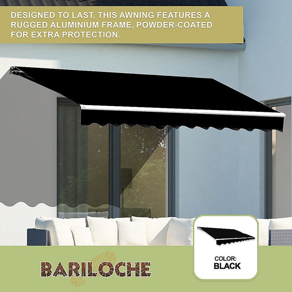 Bariloche Outdoor Folding Arm Awning Retractable Sunshade Canopy Black 4.0M X 3.0M Awning & Canopy Parts