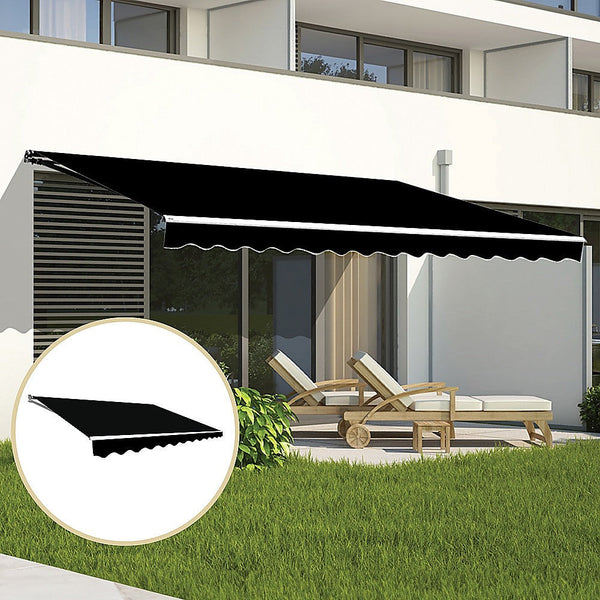 Bariloche Outdoor Folding Arm Awning Retractable Sunshade Canopy Black 4.0M X 3.0M Awning & Canopy Parts