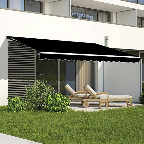 Bariloche Outdoor Folding Arm Awning Retractable Sunshade Canopy Black 4.0M X 3.0M Awning & Canopy Parts