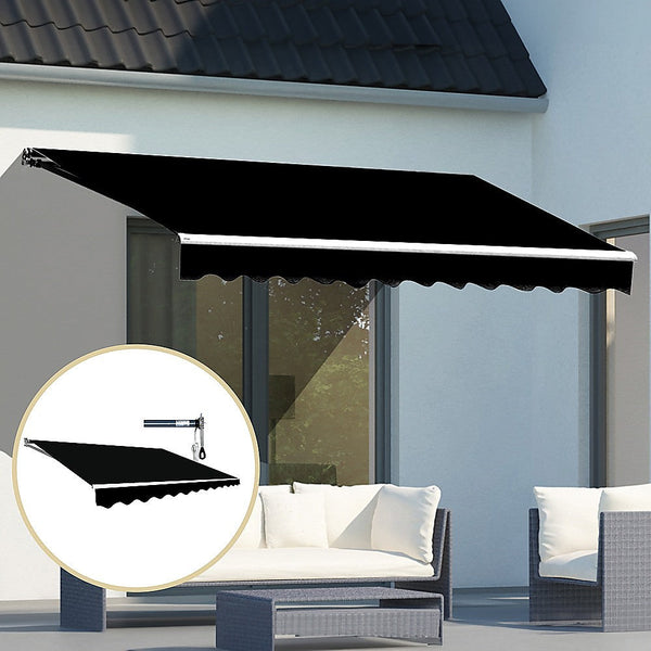 Bariloche Motorised Outdoor Folding Arm Awning Retractable Sunshade Canopy Black 4.0M X 3.0M Awning & Canopy Parts
