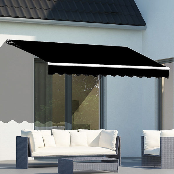 Bariloche Motorised Outdoor Folding Arm Awning Retractable Sunshade Canopy Black 4.0M X 3.0M Awning & Canopy Parts