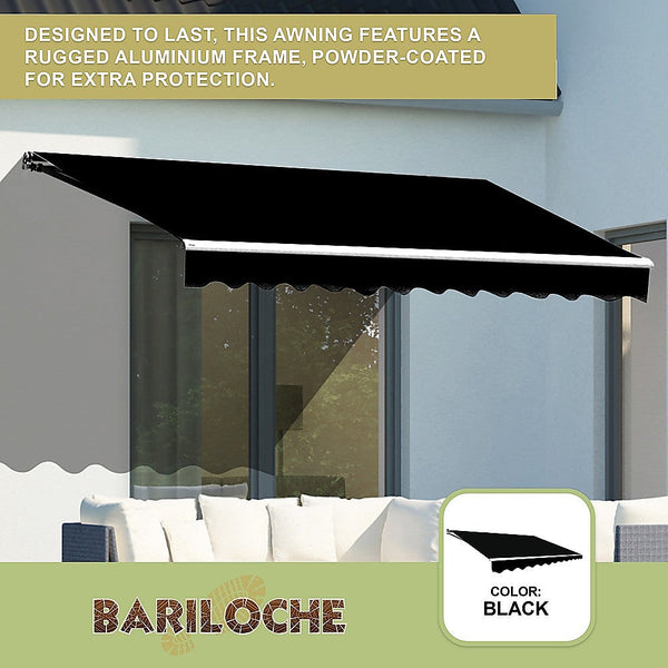 Bariloche Motorised Outdoor Folding Arm Awning Retractable Sunshade Canopy Black 4.0M X 3.0M Awning & Canopy Parts