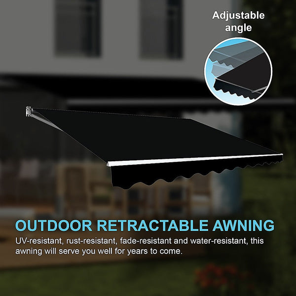 Bariloche Motorised Outdoor Folding Arm Awning Retractable Sunshade Canopy Black 5.0M X 2.5M Awning & Canopy Parts