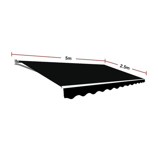 Bariloche Motorised Outdoor Folding Arm Awning Retractable Sunshade Canopy Black 5.0M X 2.5M Awning & Canopy Parts