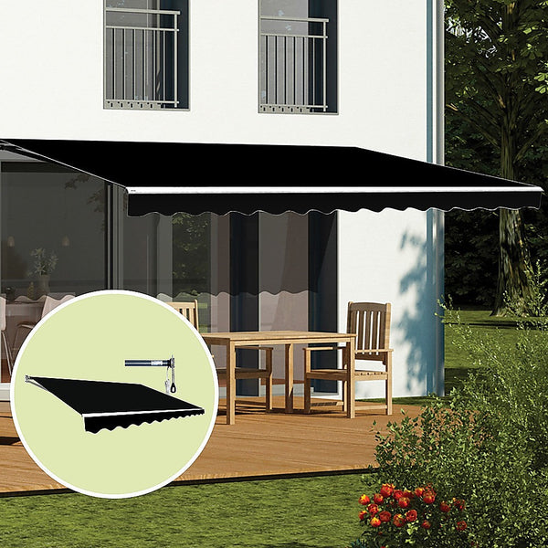 Bariloche Motorised Outdoor Folding Arm Awning Retractable Sunshade Canopy Black 5.0M X 3.0M Awning & Canopy Parts