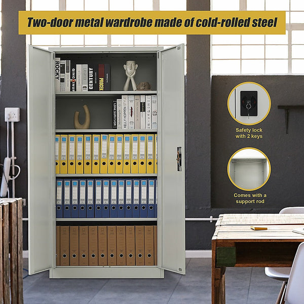 Randy & Travis Machinery Two Door Metal Cabinet Shelf Storage For Home Office Gym Tool Cabinets & Cupboards