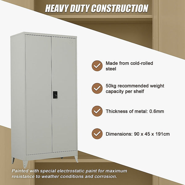 Randy & Travis Machinery Two Door Metal Cabinet Shelf Storage For Home Office Gym Tool Cabinets & Cupboards