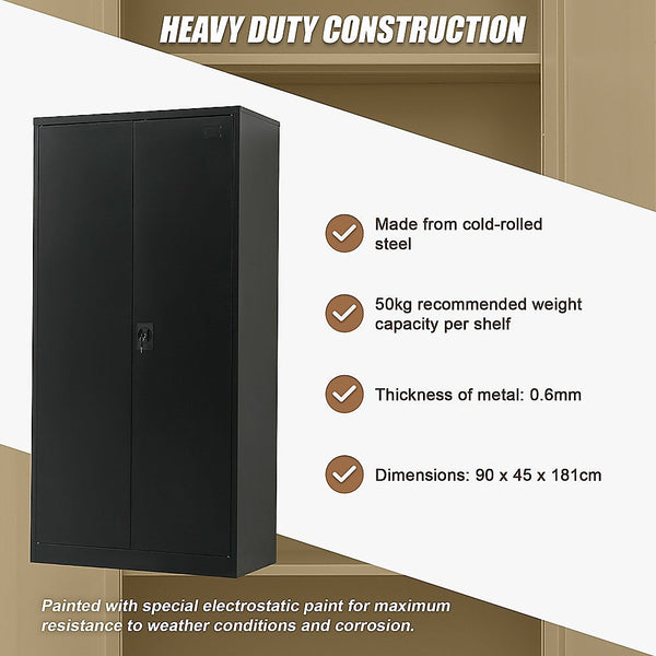 Randy & Travis Machinery Two Door Metal Cabinet Shelf Storage For Home Office Gym Tool Cabinets & Cupboards