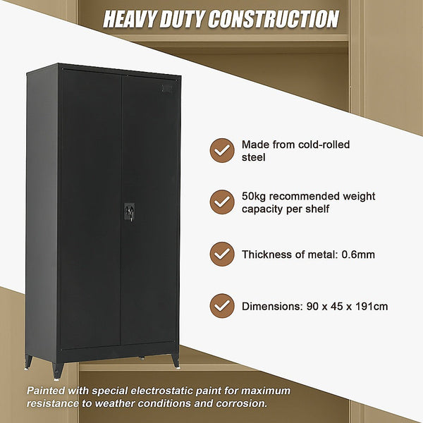 Randy & Travis Machinery Two Door Metal Cabinet Shelf Storage For Home Office Gym Tool Cabinets & Cupboards