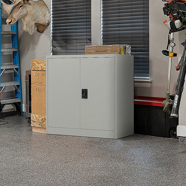 Randy & Travis Machinery Two Door Metal Short Cabinet Shelf Storage For Home Office Gym Cabinets & Cupboards