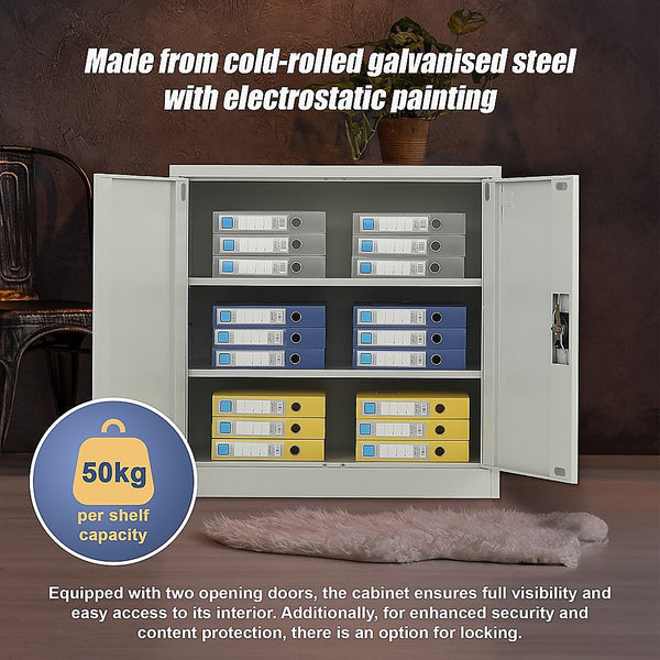 Randy & Travis Machinery Two Door Metal Short Cabinet Shelf Storage For Home Office Gym Cabinets & Cupboards