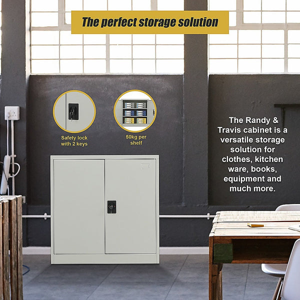 Randy & Travis Machinery Two Door Metal Short Cabinet Shelf Storage For Home Office Gym Cabinets & Cupboards