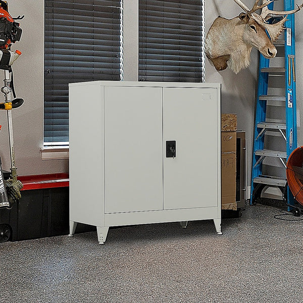 Randy & Travis Machinery Two Door Metal Short Cabinet Shelf Storage For Home Office Gym Tool Cabinets & Cupboards