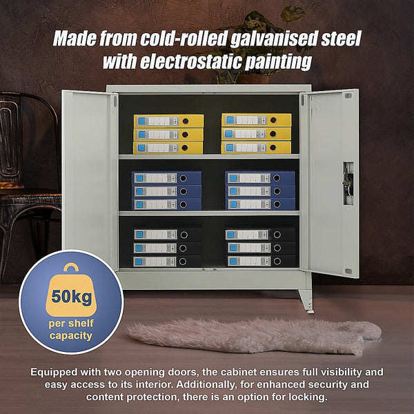 Randy & Travis Machinery Two Door Metal Short Cabinet Shelf Storage For Home Office Gym Tool Cabinets & Cupboards