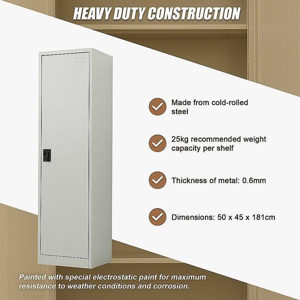 Randy & Travis Machinery Single Door Metal Tall Cabinet Shelf Storage For Home Office Gym Cabinets & Cupboards