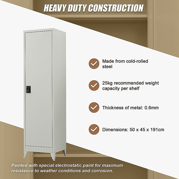 Randy & Travis Machinery Single Door Metal Tall Cabinet Shelf Storage For Home Office Gym Cabinets & Cupboards
