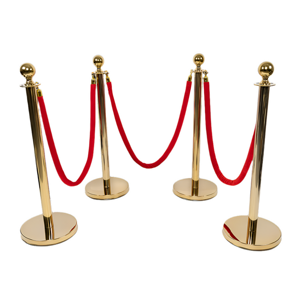 Randy & Travis Machinery 4 X Queue Barriers + 3 Ropes Exhibition Crowd Control Bollards Safety Cones Posts Barriers