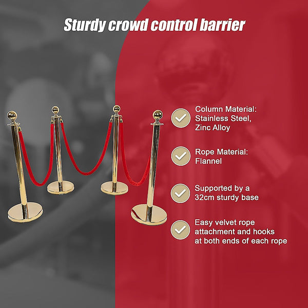 Randy & Travis Machinery 4 X Queue Barriers + 3 Ropes Exhibition Crowd Control Bollards Safety Cones Posts Barriers