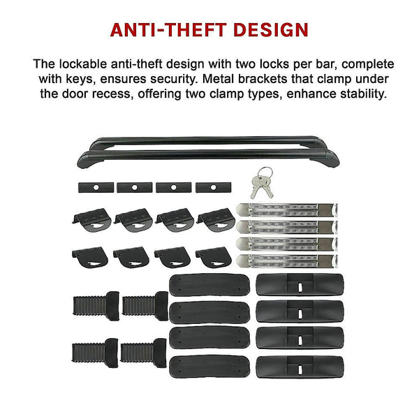 Bariloche Lockable Aluminium Car Roof Rack Bars Without Rail Anti Theft Luggage Carrier Roof Racks