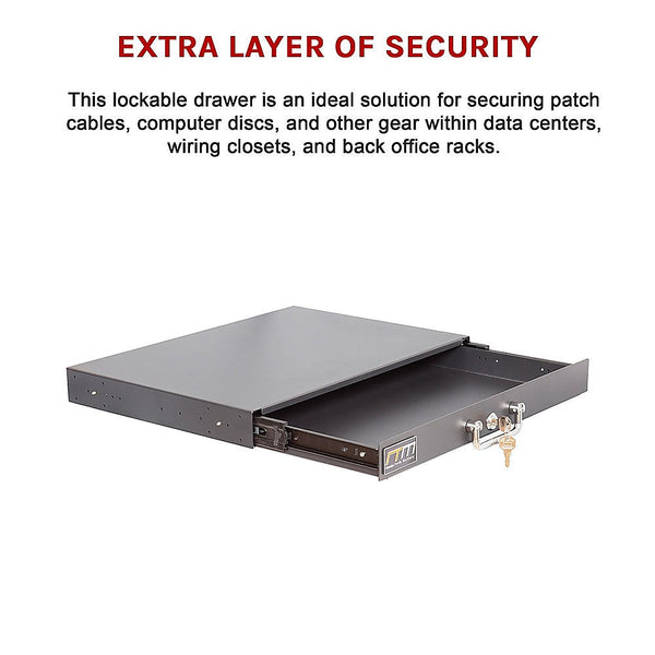 Randy & Travis Machinery 1U Locking Rack Mount Drawer Secure Steel Storage For 19" Network Server Rackmount Cabinets & Frames