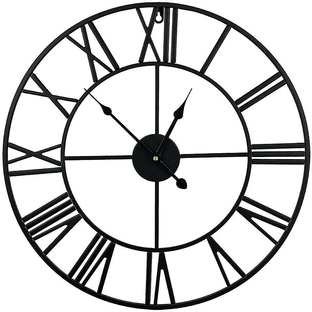 Randy & Travis Machinery 60Cm Large Wall Clock Round Metal Clocks Roman Numerals Style Wall Clocks