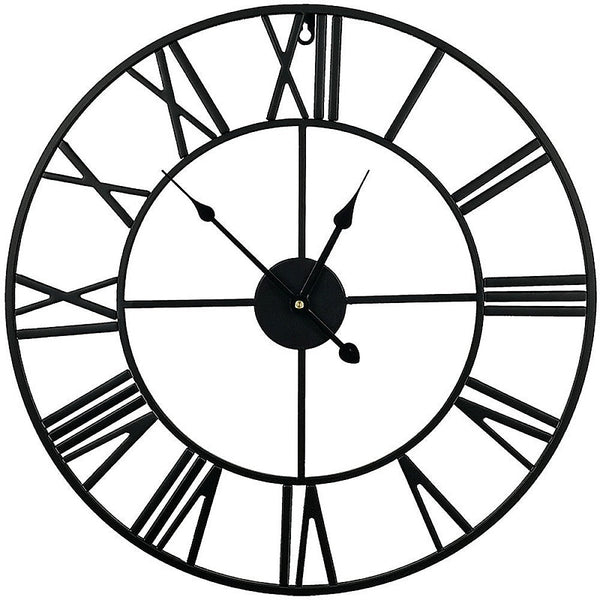 Randy & Travis Machinery 60Cm Large Wall Clock Round Metal Clocks Roman Numerals Style Wall Clocks