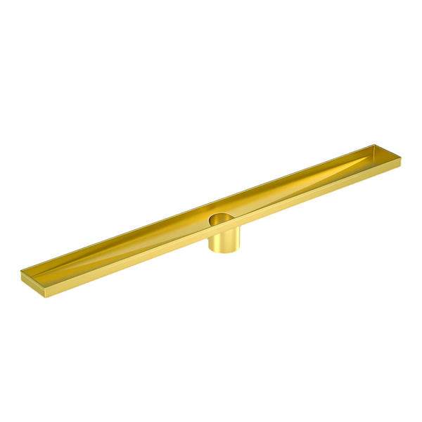 Della Francesca 800Mm Bathroom Shower Brushed Brass Grate Drain W/ Centre Outlet Floor Waste Drain Grates