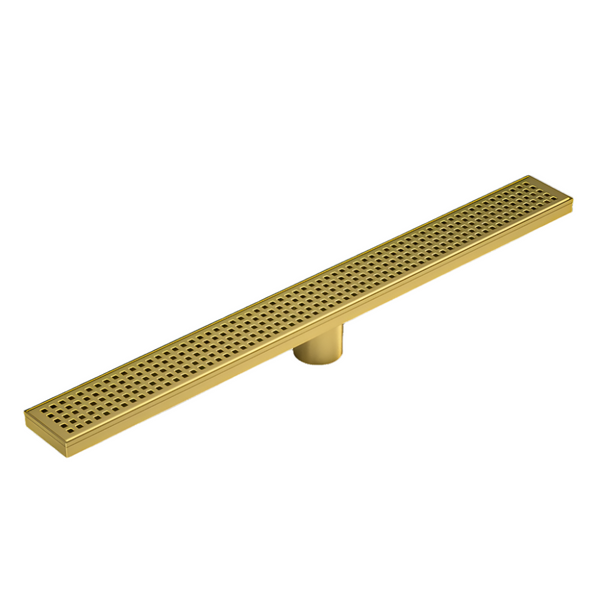 Della Francesca 800Mm Bathroom Shower Brushed Brass Grate Drain W/ Centre Outlet Floor Waste Drain Grates