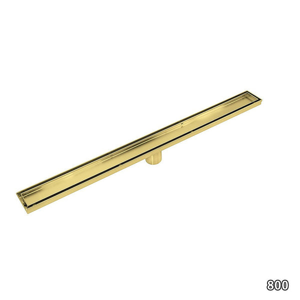 Della Francesca 800Mm Tile Insert Shower Bathroom Brushed Brass Grate Drain W/ Centre Outlet Floor Waste Drain Grates