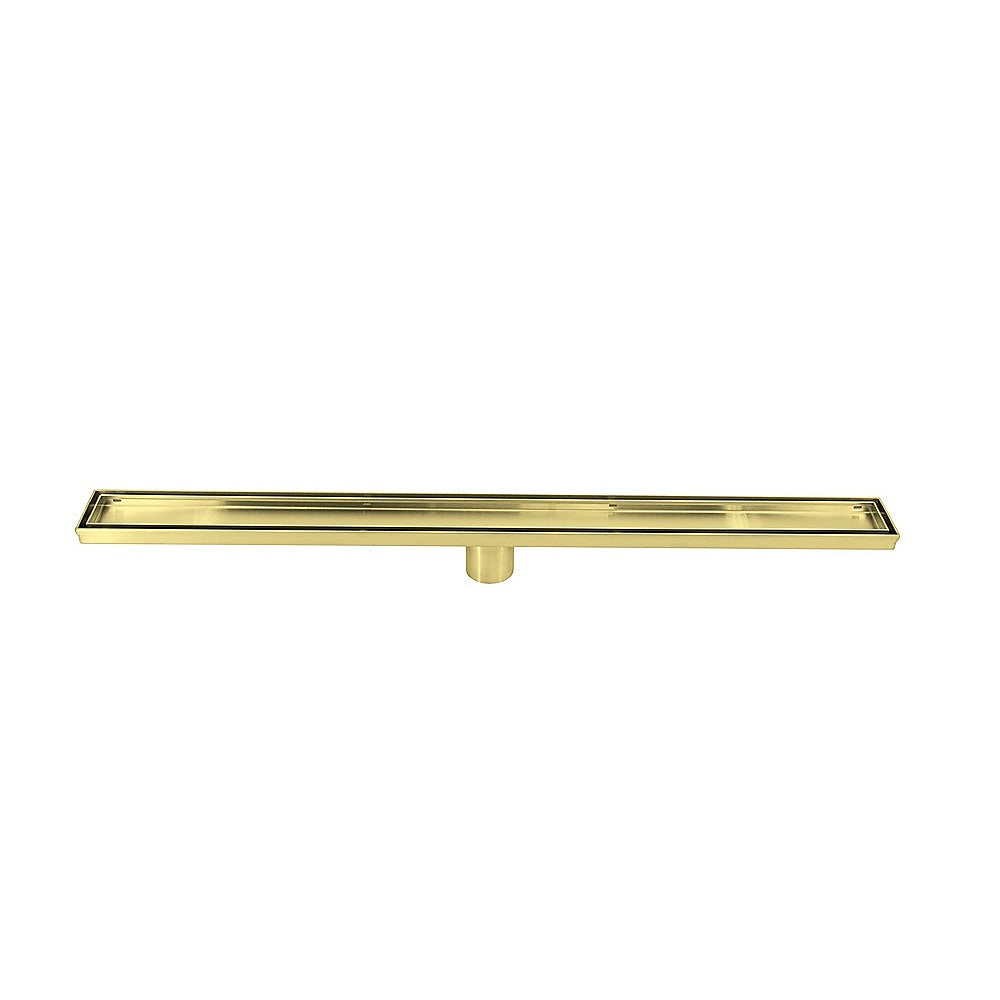 Della Francesca 900Mm Tile Insert Bathroom Shower Brushed Brass Grate Drain W/ Centre Outlet Floor Waste Drain Grates