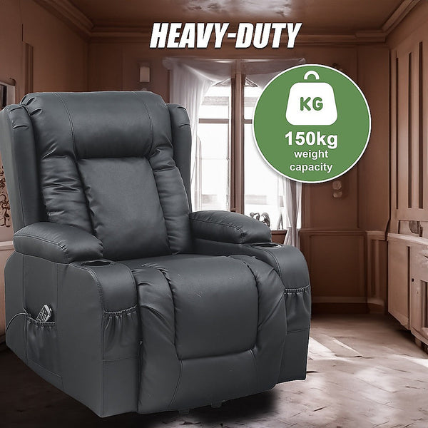 Palermo Lift Heated Leather Recliner Electric Massage Chair With Usb Port Electric Massage Chairs