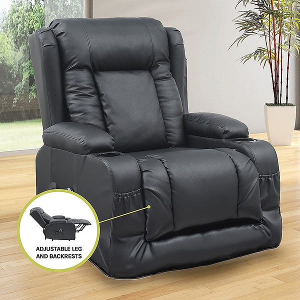 Palermo Lift Heated Leather Recliner Electric Massage Chair With Usb Port Electric Massage Chairs