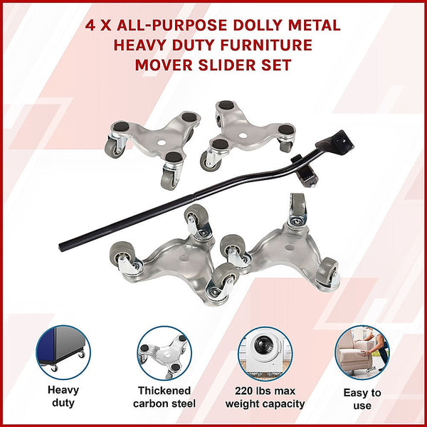 Randy & Travis Machinery 4 X All Purpose Dolly Metal Heavy Duty Furniture Mover Slider Set Other Hand Tools