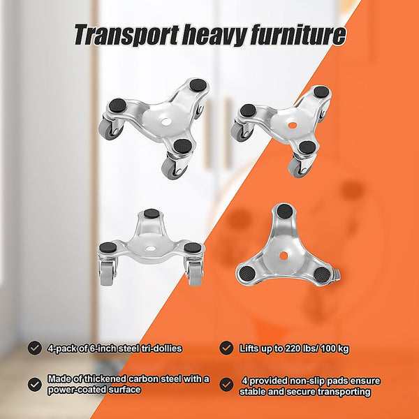 Randy & Travis Machinery 4 X All Purpose Dolly Metal Heavy Duty Furniture Mover Slider Set Other Hand Tools