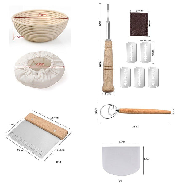 Randy & Travis Machinery 2 X 9" Sourdough Bread Proofing Set Making Kit Round Bowls Other Baking Accessories