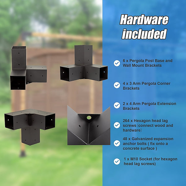 Randy & Travis Machinery Roof Pergola Gazebo Shed Matte Black Steel Brackets Diy Kits Gazebos & Pergolas