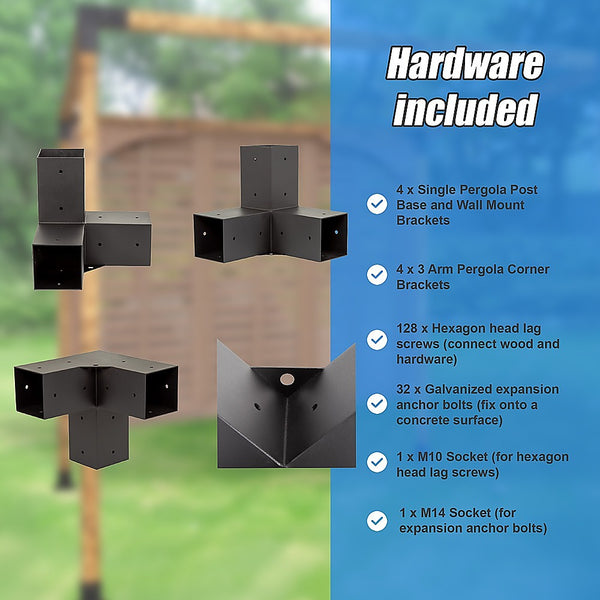 Randy & Travis Machinery Roof Pergola Gazebo Shed Matte Black Steel Brackets Diy Kits Gazebos & Pergolas