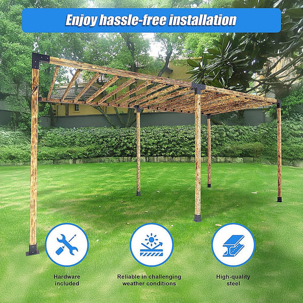 Randy & Travis Machinery Roof Pergola Gazebo Shed Matte Black Steel Brackets Diy Kits Gazebos & Pergolas