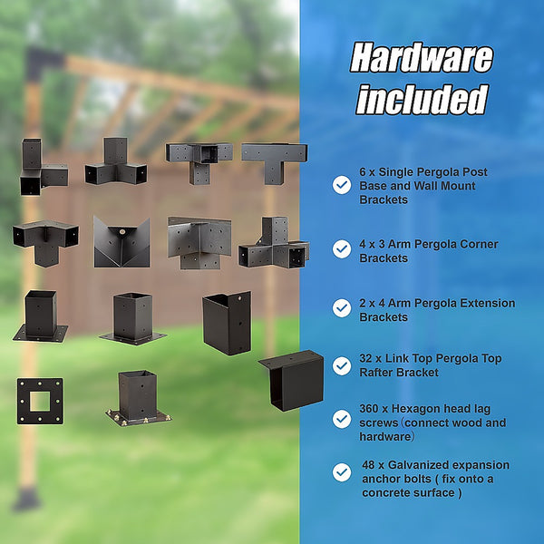 Randy & Travis Machinery Roof Pergola Gazebo Shed Matte Black Steel Brackets Diy Kits Gazebos & Pergolas