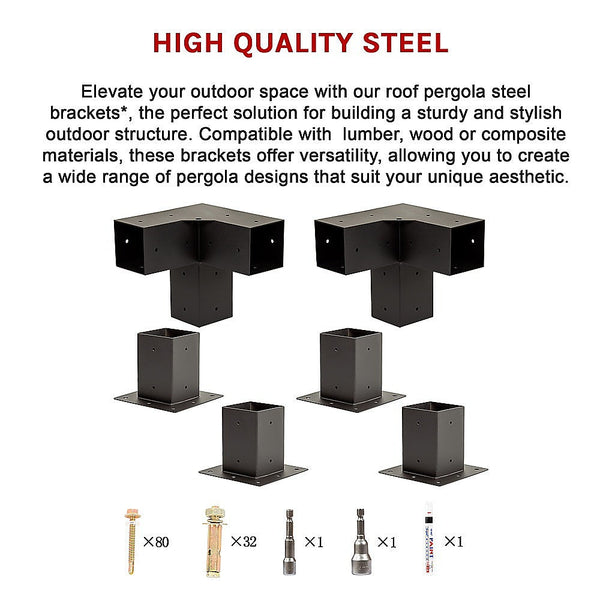 Randy & Travis Machinery Roof Pergola Gazebo Shed Matte Black Steel Brackets Diy Kits Gazebos & Pergolas