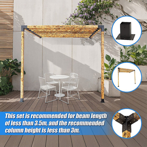 Randy & Travis Machinery Roof Pergola Gazebo Shed Matte Black Steel Brackets Diy Kits Gazebos & Pergolas