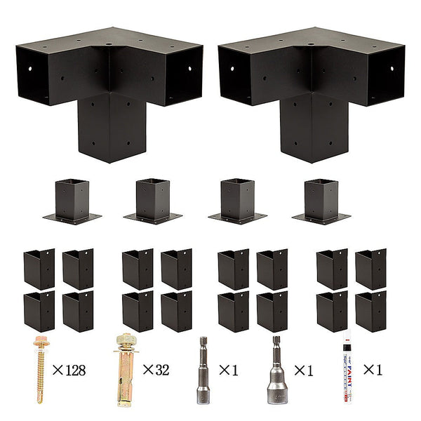 Randy & Travis Machinery Roof Pergola Gazebo Shed Matte Black Steel Brackets Diy Kits Gazebos & Pergolas