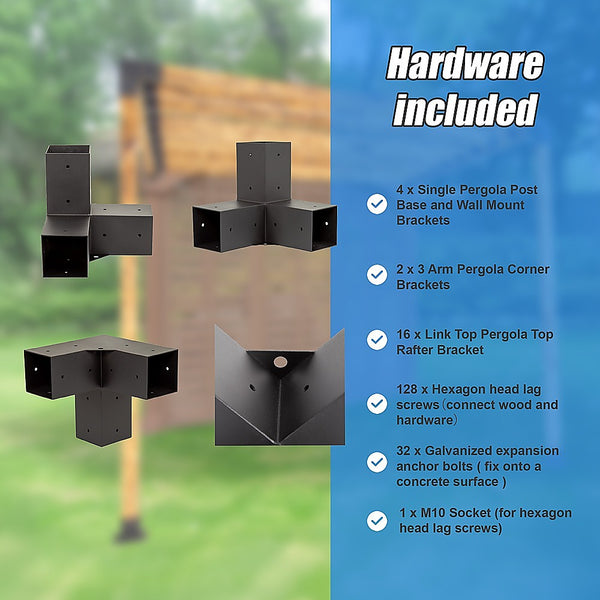 Randy & Travis Machinery Roof Pergola Gazebo Shed Matte Black Steel Brackets Diy Kits Gazebos & Pergolas