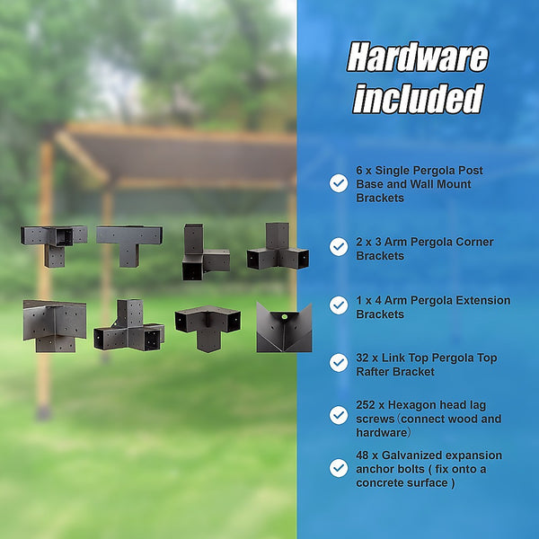 Randy & Travis Machinery Roof Pergola Gazebo Shed Matte Black Steel Brackets Diy Kits Gazebos & Pergolas