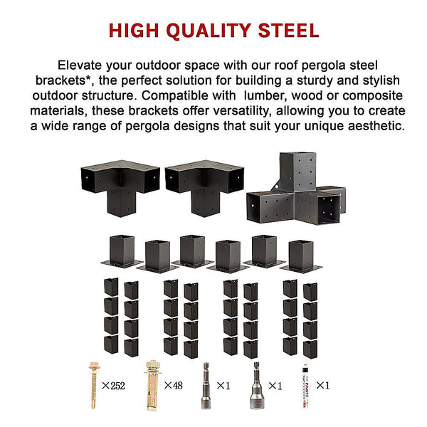 Randy & Travis Machinery Roof Pergola Gazebo Shed Matte Black Steel Brackets Diy Kits Gazebos & Pergolas